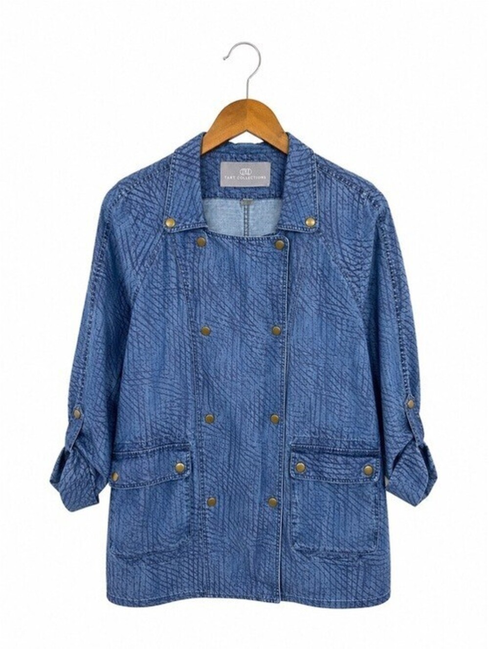 Tart Collections Blue Tencel Utility Jacket Women's Medium Chambray Military